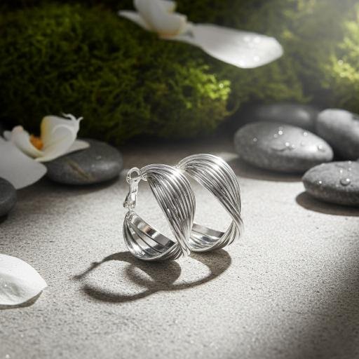 Twisted Hoop Earrings - Silver